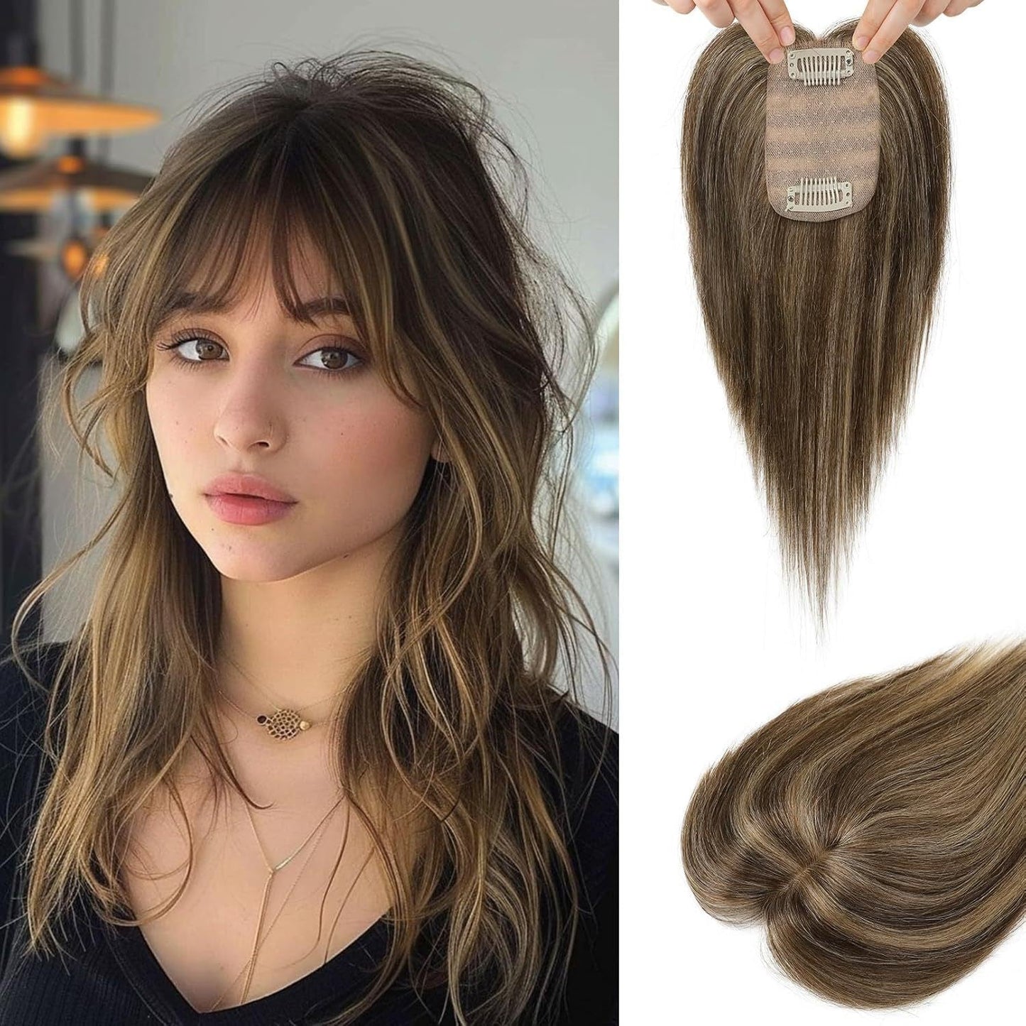 2.5"x3.5" Silk Effect 100% Human Hair Topper for Women
