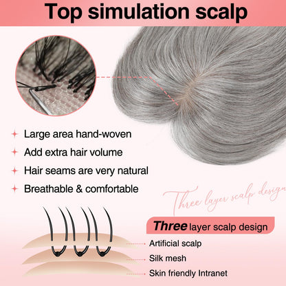 2.5"x3.5" Silk Effect 100% Human Hair Topper for Women