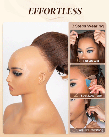 Arabella 13x6/6x5 Glueless Wig Dark Plum Body Wave Wig Invisible Knots Realistic Hairline