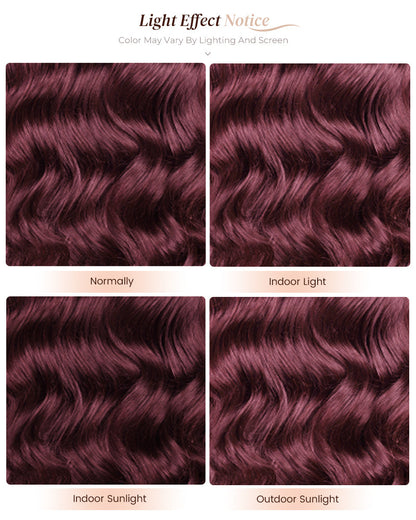 Arabella 13x6/6x5 Glueless Wig Dark Plum Body Wave Wig Invisible Knots Realistic Hairline