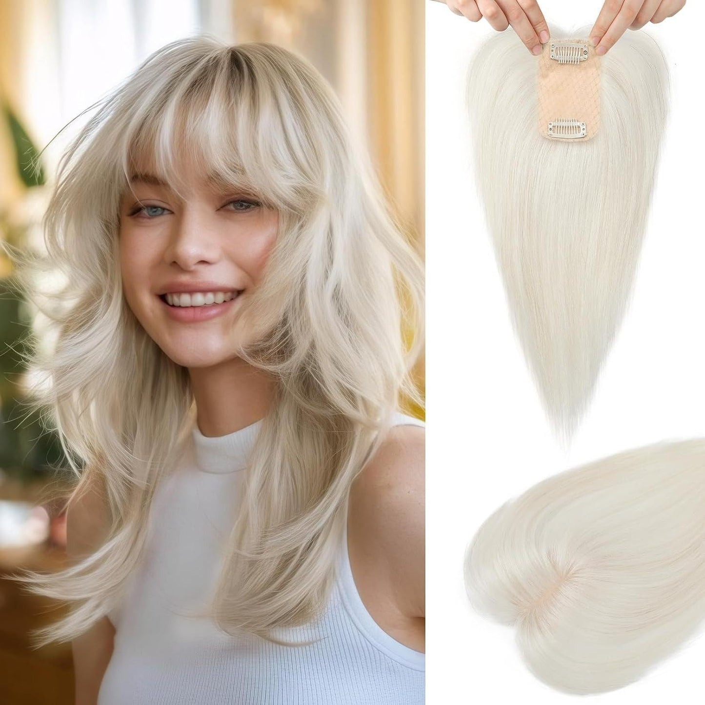2.5"x3.5" Silk Effect 100% Human Hair Topper for Women