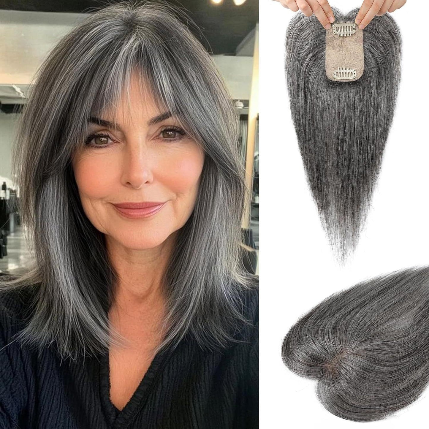 2.5"x3.5" Silk Effect 100% Human Hair Topper for Women