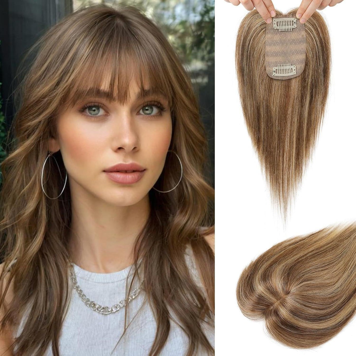 2.5"x3.5" Silk Effect 100% Human Hair Topper for Women